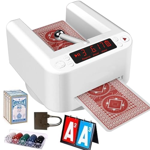 Kartenmischmaschine, 2-in-1 Automatischer Deck-Dealer mit 5 Zubehörteilen, 360° Drehung, Berührungsempfindliche Pause, Wiederaufladbar für Verschiedene Spielkarten von Generisch