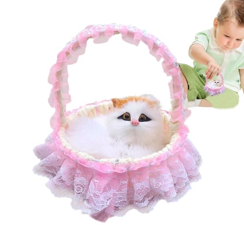 Katzen, die echt Aussehen, realistische Katze, Soft Touch Realistic Kitten Figur im Korb, Dekorative Tiere Model Puppe für Thanksgiving, Kindertag, Ostern Katzen, die echt Aussehen, realistische Katze, Soft Touch Realistic Kitten Figur im Korb, Dekorative Tiere Model Puppe für Thanksgiving, Kindertag, Ostern von Generisch