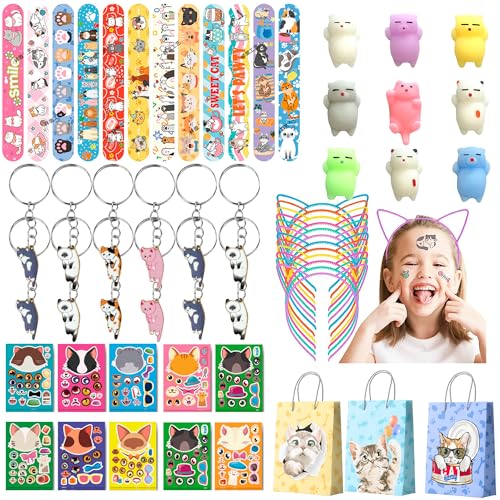 Katzen Geburtstag Mitgebsel, 72 Pcs Katzen Party Mitgebsel - Katzen Geschenktüten & Katzen Schnapparmband Aufkleber Stirnband Schlüsselanhänger etc Katzen Partytütenfüller für Katzen Geburtstag Deko Katzen Geburtstag Mitgebsel, 72 Pcs Katzen Party Mitgebsel - Katzen Geschenktüten & Katzen Schnapparmband Aufkleber Stirnband Schlüsselanhänger etc Katzen Partytütenfüller für Katzen Geburtstag Deko von Generisch