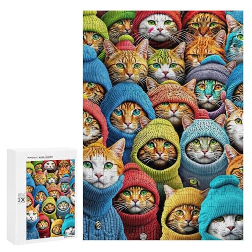 Katzen in bunten Strickmützen. Klassisches Holzpuzzle für Erwachsene, 300 Teile Katzen in bunten Strickmützen. Klassisches Holzpuzzle für Erwachsene, 300 Teile von Generisch