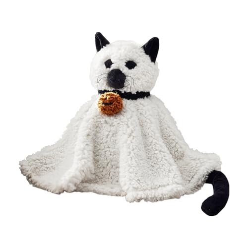 Katzengefüllter Tier - Stoffte Ghost Pillow | Katzenplüschkissen | Halloween Huggable Puppe | Stoffedd Weiche Plüsch -Schlaftkissen Halloween Dekorationen Für Mädchen Geburtstagsfeier von Generisch