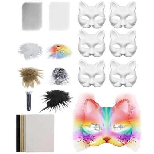Katzenmasken zum Basteln, Blanko-Katzen-Maske, Material-Set – Kunsthandwerk mit Netz und Filzblatt, Kostüm-Requisite für Cosplay, Party, Männer und Frauen, Karneval Katzenmasken zum Basteln, Blanko-Katzen-Maske, Material-Set – Kunsthandwerk mit Netz und Filzblatt, Kostüm-Requisite für Cosplay, Party, Männer und Frauen, Karneval von Generisch