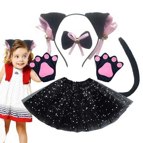 Katzenohren und Schwanzkinder, Katzenkostüm Kinder weiß schwarz, klassisches -Form -Tierkostüm für Bühnenauftritte Cosplay Party Kids Ostern Cosplay Geburtstag Katzenohren und Schwanzkinder, Katzenkostüm Kinder weiß schwarz, klassisches -Form -Tierkostüm für Bühnenauftritte Cosplay Party Kids Ostern Cosplay Geburtstag von Generisch
