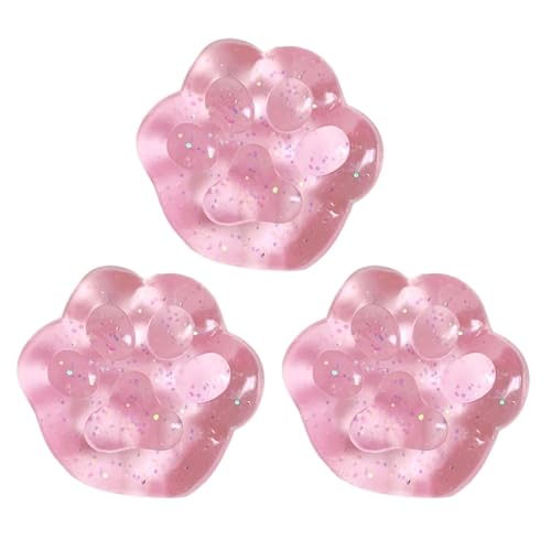 Katzenpfoten Squishy elastisches Quetschspielzeug für Kinder sensorisches Anti Stress Zappelspielzeug kawaiii Stressspielzeug langsam zurückprallender Katzen-Squishy für und Mädchen (Pink-3PCS) von Generisch