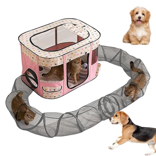 Katzentunnelgehege für den Außenbereich, tragbares für kleine Tiere, einfacher Aufbau, geräumiger Kätzchen-Spielplatz für Garten, Rasen, Hof, Balkon Katzentunnelgehege für den Außenbereich, tragbares für kleine Tiere, einfacher Aufbau, geräumiger Kätzchen-Spielplatz für Garten, Rasen, Hof, Balkon von Generisch