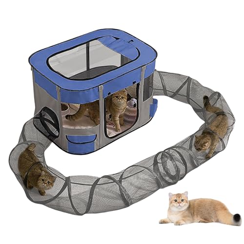 Katzenzaun mit Tunnel – Tunnel für Haustiere mit , Spiel Antinoia, schnelle Montage, Spielplatz für Balkon, Garten, Terrasse von Generisch