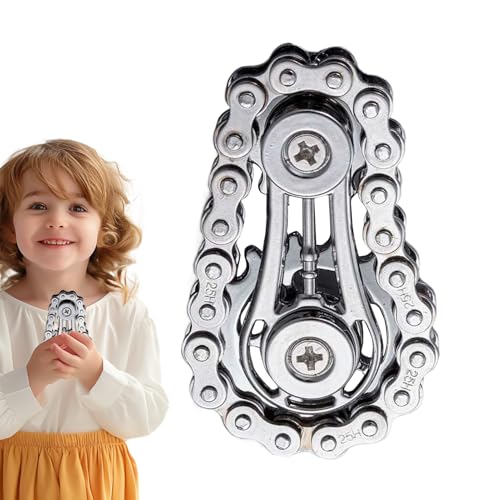 Kettenradkette Zappelspielzeug | Spannungsbekämpfungskette Spinner | 6x3,5 cm Iron Gadget | Taschengröße Sensorisches Werkzeug für Kinder Teenager Erwachsene, reduziert die Angst bei der Arbeit, zu Ha von Generisch