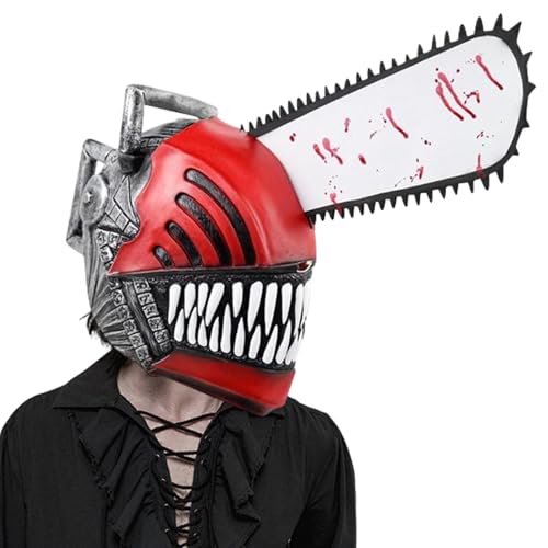 Kettensägenmann Masken, Halloween Kettensägenmann Cosplay Vollkopfmaske, Anime Anziehmaske mit Kettensäge, Realistische Halloween Gesichtsbedeckung, Halloween Kostüm Requisiten für Kettensägenmann Masken, Halloween Kettensägenmann Cosplay Vollkopfmaske, Anime Anziehmaske mit Kettensäge, Realistische Halloween Gesichtsbedeckung, Halloween Kostüm Requisiten für von Generisch