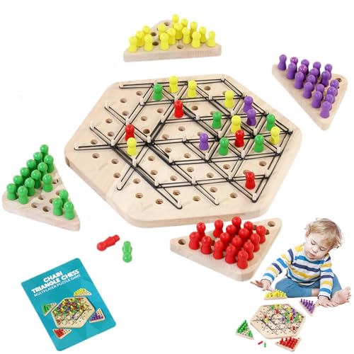 Kettenschach, Kettenschachspiel,Gummibandspiel - Dreiecksschachspiel, interaktives für Familienfeiern, 2–4 Spieler Kettenschach, Kettenschachspiel,Gummibandspiel - Dreiecksschachspiel, interaktives für Familienfeiern, 2–4 Spieler von Generisch
