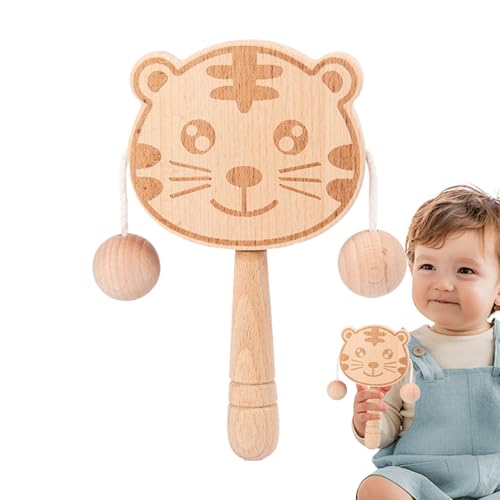 Kid Monkey Drum - Wood Toy Baby | Mini Schüttelspielzeug | Drum Unfinished Wood Toy | Mini Percussion Instrument für Kinder | Baby Drum | Rattings Sensory Toys | Sensorisches Spielzeug von Batter von Generisch