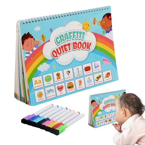 Kids Cartoon Sticker Book, Quiet Activity Sticker Book - Bildungskinder Aufkleber Buchkalender Form,Mädchen tragbares sensorisches Spielzeug ermutigen das Schreiben, wenn er zum frühen Lernen klebt von Generisch