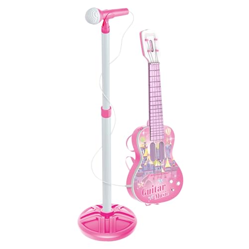 Kids Gitarrenspielzeug - Musikinstrument mit Mikrofon | Interaktive E -Gitarre mit einstellbarem Design, hellem Licht, verspielte Musik, ideal für Zuhause, Schule, Geburtstagsgebrauch von Generisch