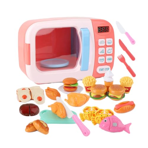 Kids Microwave Toy - Light & Sound tun Sich so, als würde Man Küchenspielzeug Set, Batterie -Power Microwave Toy Kitchen -Kochgeschirrsspielzeug mit Spielen für Kinder (Zufallszubehör) von Generisch