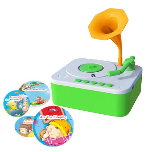 Kids Record Player | Musikspiele des Grammophons für Kinder | sensorisches Grammophon Spielzeug mit 96 Karten, Lernspielzeug, Kinderspielzeug, Lernaktivitäten im Alter p von Generisch