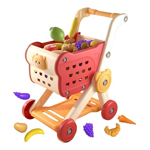 Kids Shopping Cart - Kinderbekämpfungswagen, Einkaufswagen Spielen, Sich Vorstellen, Spielzeugkorb Zu Spielen, Mit Food Accessoires Und Interaktiv von Generisch