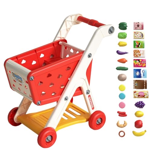Kids Shopping Cart Toy, Trolley Pretend Play Set, 18.9x16.54x11.02 Inch Push with Accessories & Spacious Basket, Role Activity Kit for Boys Girls Children, Grocery Simulation von Generisch