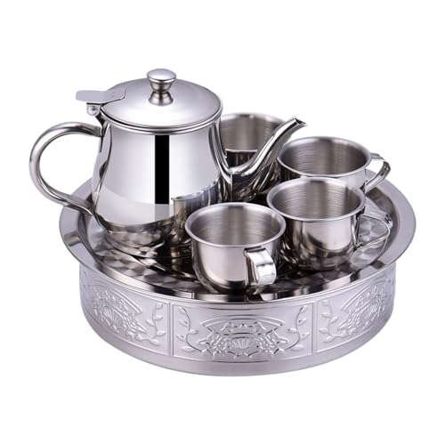 Kids Small Stainless Steel Tea Set, Compact Teapot with Cups and Tray, Educational Pretend Play Activity, Long Spout Teapot for Preschoolers, Kindergarten Playdate Gathering Kids Small Stainless Steel Tea Set, Compact Teapot with Cups and Tray, Educational Pretend Play Activity, Long Spout Teapot for Preschoolers, Kindergarten Playdate Gathering von Generisch