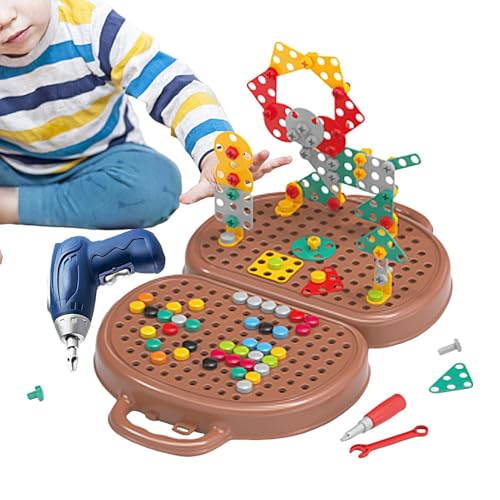 Kids Tool Set - Screw Tool Box Playset mit elektrischer Bohrer für Vorschullern, Ingenieurbauspielzeugkit für kleine Kinder und Mädchen über 3 Jahre, Bildungsrolle, 10,24x2,44x9,84 Zoll von Generisch