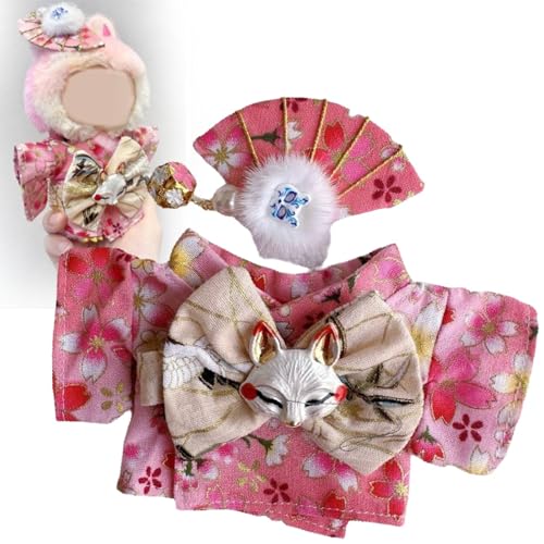 Kimono-Kleidung geeignet für 17 cm große Puppen, Labor-Kleidung, Zubehör (ohne Puppe), niedliches buntes Outfit, geeignet für 17 cm große Puppen, weiche Kleidung, Ersatz von Generisch