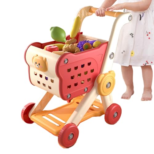 Kinder Einkaufswagen | Kinder Supermarkt Wagen Rollenspielzeug | Vorschulspiel Küchenaktivität Interaktiv Pädagogisches Spielzeug Für Kinderspiele von Generisch