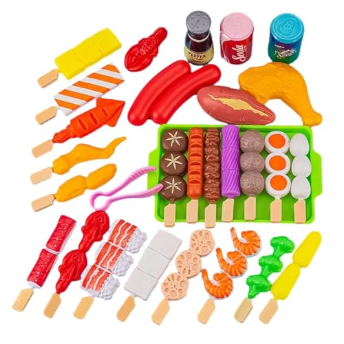 Kinder-Grill-Spielset, lustiges buntes Grillküchen-Koch-Spielset, Pretend Play Barbecue-Spielzeug, für interaktives Kinder-Grillzubehör, Camping-Spielzeug (29 Stück) von Generisch
