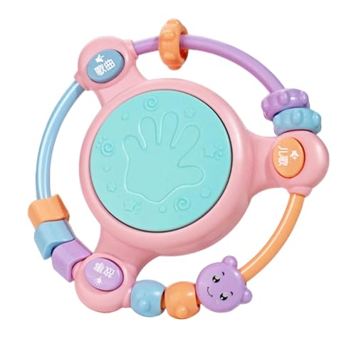 Kinder Handtrommel, Musikhandtrommel - Perlenrassel Shaker -Trommel mit Licht | Multifunktionale sensorische Bildungshandspielzeug für frühes Lernen von Generisch