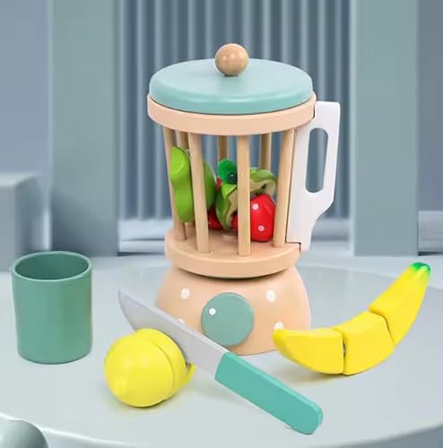 Kinder Holz Mixer Spielzeug Set, Smoothie-Maker mit Früchten, Küchen Rollenspiel, Mintgrün Kinder Holz Mixer Spielzeug Set, Smoothie-Maker mit Früchten, Küchen Rollenspiel, Mintgrün von Generisch
