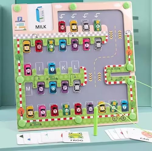 Kinder Holz-Parkplatz Alphabet Puzzle, Auto-Labyrinth Lernspiel, Pädagogisches Spielzeug mit Buchstaben, 40 x 40 cm Kinder Holz-Parkplatz Alphabet Puzzle, Auto-Labyrinth Lernspiel, Pädagogisches Spielzeug mit Buchstaben, 40 x 40 cm von Generisch
