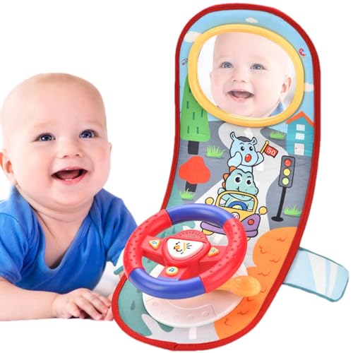Kinder-Lenkrad-Spielzeug, Spielzeug-Lenkrad für Auto - Simuliertes Fahrlenkrad - 360° drehbares, simuliertes Fahrspielzeug mit lustigem Kurbelgeräusch für Kinder, Intelligenzbildung, Farberkennung von Generisch