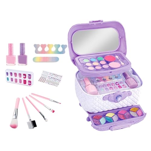 Kinder-Make-up-Set,Kinder-Make-up-Set - Make-up-Set für kleine Mädchen, waschbar,Faltbarer Schönheitskoffer. Spielen Sie echtes Make-up-Spielzeug, Prinzessinnen-Puppen-Anziehspiel für Kinder, Teenager Kinder-Make-up-Set,Kinder-Make-up-Set - Make-up-Set für kleine Mädchen, waschbar,Faltbarer Schönheitskoffer. Spielen Sie echtes Make-up-Spielzeug, Prinzessinnen-Puppen-Anziehspiel für Kinder, Teenager von Generisch