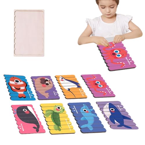Kinder Puzzlespielzeug, Holztierrätsel - Buntes passendes Puzzle - 8X hölzerne Kinder Reisespiele, Feinmotorik -Lernwerkzeug für, Mädchen Kinder Puzzlespielzeug, Holztierrätsel - Buntes passendes Puzzle - 8X hölzerne Kinder Reisespiele, Feinmotorik -Lernwerkzeug für, Mädchen von Generisch