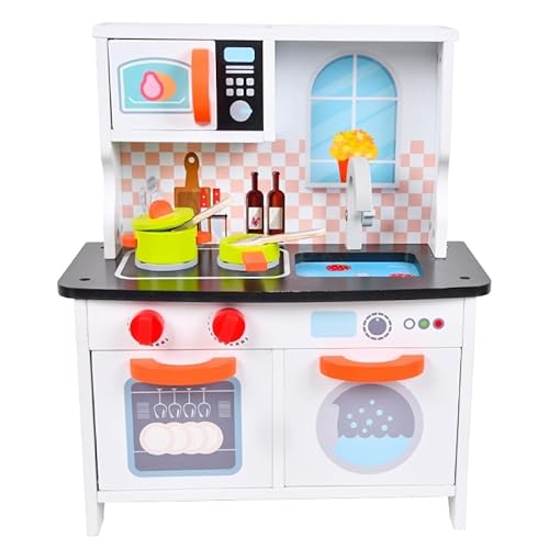 Kinder Spielküche aus Holz, Weiß, mit Mikrowelle, Kochfeld und Zubehör, Rollenspiel-Küche, Mini-Küche Spielset aus Holz, Kinderküche kompakt Kinder Spielküche aus Holz, Weiß, mit Mikrowelle, Kochfeld und Zubehör, Rollenspiel-Küche, Mini-Küche Spielset aus Holz, Kinderküche kompakt von Generisch
