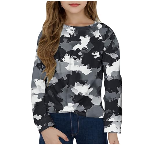 Kinder-Sweatshirt für Mädchen, lässig, lockere Passform, langes Oberteil, Camouflage-Druck, dünner Pullover, Kinder-Pullover, langärmelig, Teenager, Geschenke, Kinder, Rundhalsausschnitt, Kleidung Kinder-Sweatshirt für Mädchen, lässig, lockere Passform, langes Oberteil, Camouflage-Druck, dünner Pullover, Kinder-Pullover, langärmelig, Teenager, Geschenke, Kinder, Rundhalsausschnitt, Kleidung von Generisch