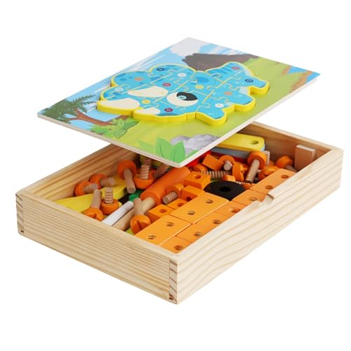 Kinder-Werkzeugkasten aus , -Spielset für Kinder - Holzspielzeug zum Zerlegen von Muttern | Pädagogisches STEM-Vorschulspielzeug, interaktives Zeichenbrett-Set mit Blöcken und Rätseln für die früh von Generisch