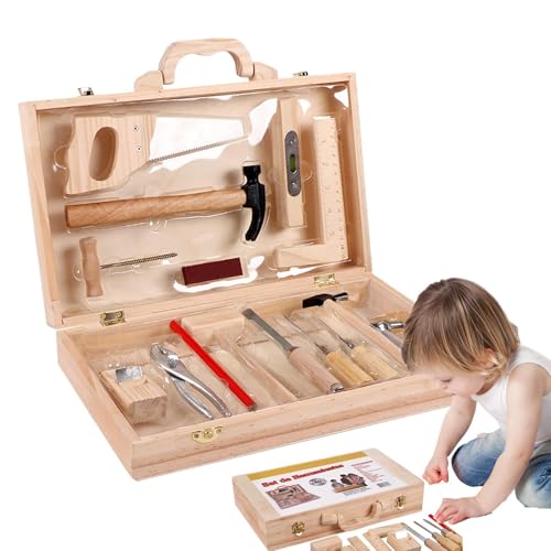 Kinder-Werkzeugset, hölzerne Kleinkind-Werkzeugbank, Vorschul-Reparaturwerkzeug-Set, pädagogisches Kinder-Werkzeugset, Rollenspiel-Werkzeugset, tragbares Design für Zuhause, Schule, Kindergarten Kinder-Werkzeugset, hölzerne Kleinkind-Werkzeugbank, Vorschul-Reparaturwerkzeug-Set, pädagogisches Kinder-Werkzeugset, Rollenspiel-Werkzeugset, tragbares Design für Zuhause, Schule, Kindergarten von Generisch