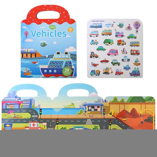 Kinder wiederverwendbares Aufkleberbuch, Reiseaufkleberbücher für Kinder, Tragbares wasserdichtes, rastbares ruhiges Puzzle, Faltbare Frühschullernwerkzeug für Alter 3+ mit dem Griff für im Vor Kinder wiederverwendbares Aufkleberbuch, Reiseaufkleberbücher für Kinder, Tragbares wasserdichtes, rastbares ruhiges Puzzle, Faltbare Frühschullernwerkzeug für Alter 3+ mit dem Griff für im Vor von Generisch