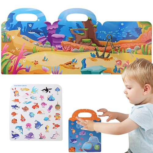 Kinder wiederverwendbares Aufkleberbuch, Reiseaufkleberbücher für Kinder - Wasserdichtes, restwertiges -Puzzle tragbar,Lernwerkzeug für frühe Bildung für Alter 3+, faltbar mit dem Griff für Mädchen Kinder wiederverwendbares Aufkleberbuch, Reiseaufkleberbücher für Kinder - Wasserdichtes, restwertiges -Puzzle tragbar,Lernwerkzeug für frühe Bildung für Alter 3+, faltbar mit dem Griff für Mädchen von Generisch