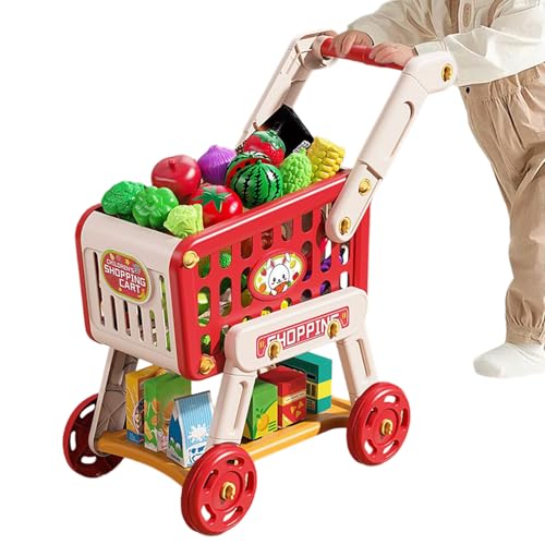 Kindereinkaufswagen - Spielzeugeinkaufswagen mit Spielen, Küchenaccessoires, Bildungsspielzeug für Mädchen Kleinkinder | Toy Supermarktwagen zum Geburtstag, Party, Lernen, Familienspaß und von Generisch