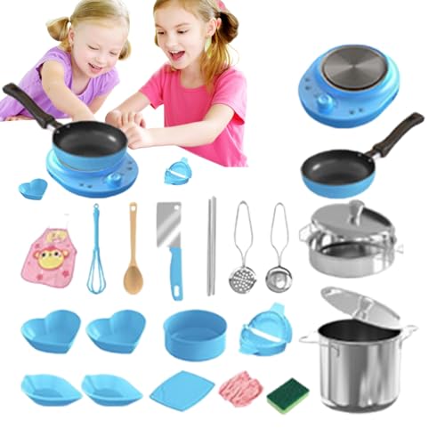 Kinderküchenzubehör | 22-teilige Spielküchen Ausstattung - Realistische Töpfe Pfannen Kochgeschirr Kindersicheres Küchenspielzeug für Vorschuljungen & -mädchen von Generisch
