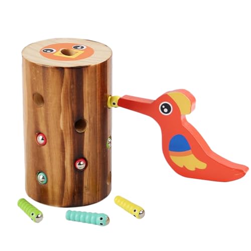 Kindermagnetspielzeug, Holzspechtspielzeug - Woody Specht-Spielzeug | Wur| Hölzerner Wurm Fangen Spielzeug - Bildungsgeschäfte Lernen Lernartesseet Magnetic Bird Feeding Game Zum Geburtstag von Generisch