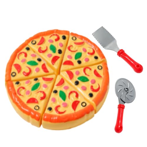 Kinderpizza -Spiel - Möbliertes zum Kochen, interaktives Schneiden von Bildungsspielzeug, ideal für die Entwicklung von Fantasie und motorischen Fähigkeiten | Pizza Spielen lustiges Set für von Generisch