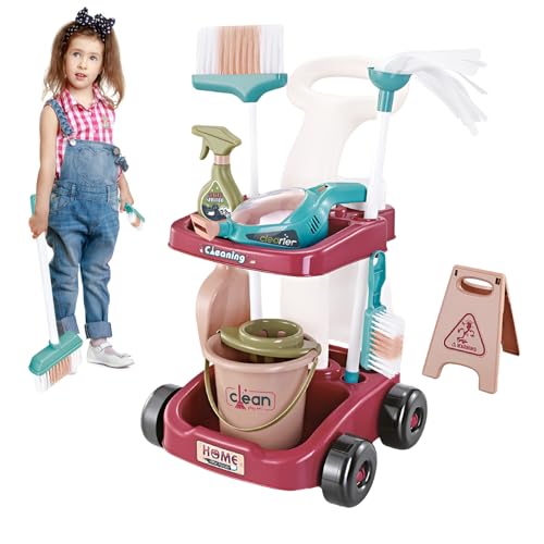 Kinderreinigungsset - Kleinkindreinigungsset | Kinderreinigungswagen | Arbeitsrolle liefert Kits | Housekeeping Treat Play Set beinhaltet Besen, Mopp, Pinsel, Staubpfanne für & Mädchen 3+ Kinderreinigungsset - Kleinkindreinigungsset | Kinderreinigungswagen | Arbeitsrolle liefert Kits | Housekeeping Treat Play Set beinhaltet Besen, Mopp, Pinsel, Staubpfanne für & Mädchen 3+ von Generisch