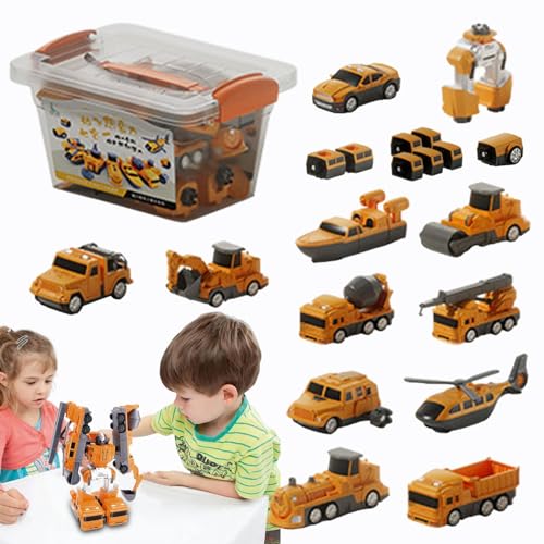 Kinderspielfahrzeuge, zusammengebautes Spielzeugauto - Magnetische Kinderfahrzeuge, zusammengebautes Konstruktionsspielzeug - Spielset Fahrzeuge zum Sammeln mit Aufbewahrungsbox für Jungen und Mädchen von Generisch