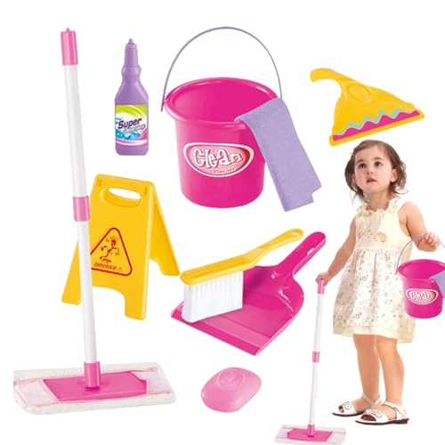 Kinderspielzeug-Reinigungsset, Kinderspiel-Reinigungsset - Besen- und Kehrschaufel-Set für Kinder,Spielzeug-Reinigungsset enthält Besen, Mopp, Bürste, Kehrschaufel, Eimer, Warnschild, Kinderspielzeug-Reinigungsset, Kinderspiel-Reinigungsset - Besen- und Kehrschaufel-Set für Kinder,Spielzeug-Reinigungsset enthält Besen, Mopp, Bürste, Kehrschaufel, Eimer, Warnschild, von Generisch
