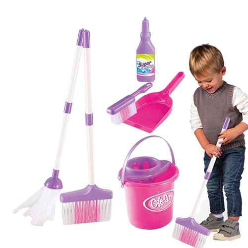 Kinderspielzeug-Reinigungsset, Kinderspiel-Reinigungsset - Besen- und Kehrschaufel-Set für Kinder,Spielzeug-Reinigungsset enthält Besen, Mopp, Bürste, Kehrschaufel, Eimer, Warnschild, Kinderspielzeug-Reinigungsset, Kinderspiel-Reinigungsset - Besen- und Kehrschaufel-Set für Kinder,Spielzeug-Reinigungsset enthält Besen, Mopp, Bürste, Kehrschaufel, Eimer, Warnschild, von Generisch