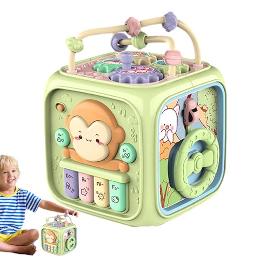 Kindertrommelspielzeug, Musikhandtrommel - Kleinkind-Lernspielzeug Tragbare Musiktrommel, Activity Center Cube für 18 Monate Lernspielzeug zur sensorischen Entwicklung von Generisch