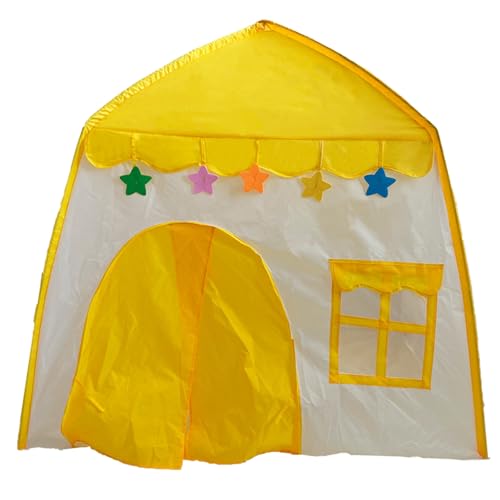 Kinderzelt Spielhaus für Kinder, 130x130x100 cm, Spielzelt mit Sternen und Fenstern, Drinnen und Draußen, 4 Farbvarianten (Gelb) von Generisch