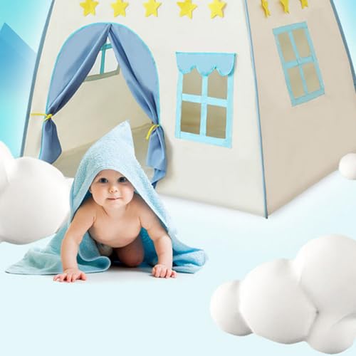 Kinderzelt Spielhaus für Kinder, 130x130x100 cm, Spielzelt mit Sternen und Fenstern, Drinnen und Draußen, 4 Farbvarianten (Hellblau) von Generisch