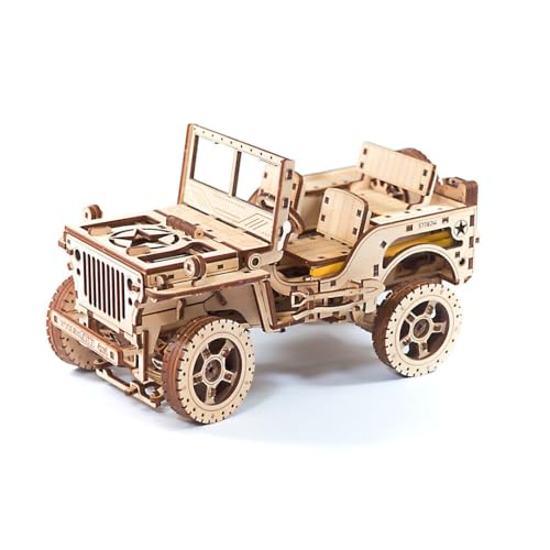 Kinetisches 3D-Holzmodell mit Funktion Holzpuzzle Jeep 564 Teile von Generisch