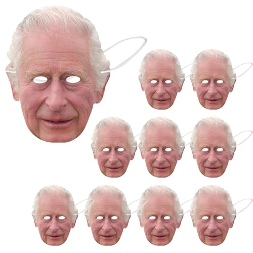 King Charles III Gesichtsbedeckung | 10 Stück King Cosplay Krönungsdekorationen - Gesichtsbedeckung für Cosplay für königliche Hochzeit, Jubiläumsfeier, elegantes, Party, Cele King Charles III Gesichtsbedeckung | 10 Stück King Cosplay Krönungsdekorationen - Gesichtsbedeckung für Cosplay für königliche Hochzeit, Jubiläumsfeier, elegantes, Party, Cele von Generisch